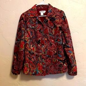 Paisley Print Coldwater Creek Velvety Corduroy Jacket Size M